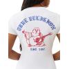 True Religion Women Crystal Crew Neck Tee – Soft Cotton Blend T-Shirt with Metallic & Crystal Logo(Optic White)