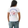 True Religion Women Crystal Crew Neck Tee – Soft Cotton Blend T-Shirt with Metallic & Crystal Logo(Optic White)
