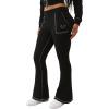 True Religion Women’s Big T Flare Pants | Wide Leg Sweatpants with Sign-Stitching & Pull-On Fit(Jet Black)
