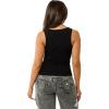 True Religion Women’s Crystal TR V Notch Tank | Sleeveless V-Neck Tank Top with Embellished Logo(Jet Black)