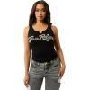 True Religion Women’s Crystal TR V Notch Tank | Sleeveless V-Neck Tank Top with Embellished Logo(Jet Black)