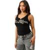True Religion Women’s Crystal TR V Notch Tank | Sleeveless V-Neck Tank Top with Embellished Logo(Jet Black)