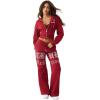 True Religion Women’s Crystal Wide Leg Sweatpants – Soft Cotton Blend, Flared Hem, Crystal Logo(Rhubarb Red)
