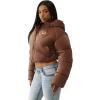 True Religion Women’s High Shine Foil Hooded Puffer – Lightweight & Comfortable Winter Jacket(Bronze)