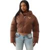 True Religion Women’s High Shine Foil Hooded Puffer – Lightweight & Comfortable Winter Jacket(Bronze)