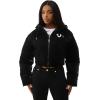 True Religion Women’s High Shine Foil Hooded Puffer – Lightweight & Comfortable Winter Jacket(Jet Black)