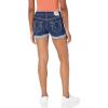 True Religion Womens Jennie Big T Raw Rolled Hem ShortDenim Shorts(Dark Wash)