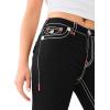 True Religion Women’s Joey Jeans Super T Denim Flare Leg Low Rise Flap Jeans for Women(Rinse Black)