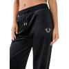 True Religion Women’s Misses Velour Straight Leg Pant(Jet Black)