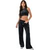 True Religion Women’s Misses Velour Straight Leg Pant(Jet Black)