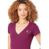 True Religion Women’s Neon Hs Slim V Neck Tee(Purple Potion)
