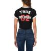 True Religion Women’s Sporty TR Logo Baby Tee – Casual Crew Neck T-Shirt(Jet Black)
