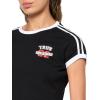 True Religion Women’s Sporty TR Logo Baby Tee – Casual Crew Neck T-Shirt(Jet Black)