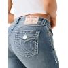 True Religion Womens Super T Billie Straight Flap Fit Valmonte MID Rise Jeans(Valmonte)