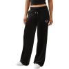 True Religion Women’s Velour Sweatpants Straight Leg Track Pants with Crystal Horseshoe Logo(Jet Black)