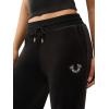 True Religion Women’s Velour Sweatpants Straight Leg Track Pants with Crystal Horseshoe Logo(Jet Black)