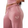 True Religion Women’s Velour Sweatpants Straight Leg Track Pants with Crystal Horseshoe Logo(Nostalgia Rose)