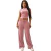 True Religion Women’s Velour Sweatpants Straight Leg Track Pants with Crystal Horseshoe Logo(Nostalgia Rose)