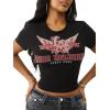 True Religion Women’s Wing Crystal Baby Tee – Cropped Cotton Blend Top, Short Sleeve, Crystal Logo | Crew Neck