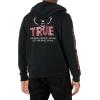 True Religion mens Antique Zip Up Logo Hoody(Jet Black)
