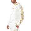 True Religion mens Antique Zip Up Logo Hoody(Winter White)
