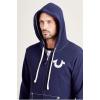 True Religion mens Classic Logo Long Sleeve Zip Up Hoodie(True Navy)