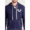 True Religion mens Classic Logo Long Sleeve Zip Up Hoodie(True Navy)