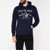 True Religion mens Metallic Buddha Fleece Hoody(Navy)