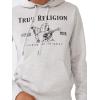 True Religion mens Metallic Buddha Fleece Hoody(Oatmeal Heather / Metallic Blk)
