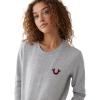 True Religion womens Heritage Buddha Pullover(Heather Grey)