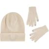 True Religion Beanie Hat and Touchscreen Glove Set(Off-white)