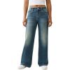 True Religion Bobbi Baggy Jeans | Women’s Wide Leg Denim with Distressed Hem, & Flap Pockets