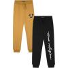 True Religion Boys 2 Pack Fleece Sweatpants – Stylish & Comfortable Jogger Pants Set for Active Kids(Black-yellow)