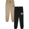 True Religion Boys 2 Pack Fleece Sweatpants – Stylish & Comfortable Jogger Pants Set for Active Kids(Khaki-black)
