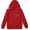 True Religion Boys Fleece Hoodies – Premium Zip Front & Pullover Sweatshirts, Stylish Design & Comfort(Red Dahlia Zip)