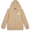 True Religion Boys Fleece Hoodies – Premium Zip Front & Pullover Sweatshirts, Stylish Design & Comfort(Tavertine White Zip)