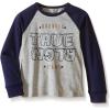 True Religion Boys’ Long Sleeve Raglan Burned Out Tee(Heather Grey)