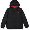 True Religion Boys Puffer Jackets – Premium Winter Coats With Stylish Design & Warmth(Black-red)