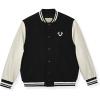 True Religion Boys Varsity Jacket – Stylish Button Front Jacket with Faux Leather Sleeves(Black)