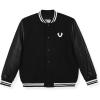 True Religion Boys Varsity Jacket – Stylish Button Front Jacket with Faux Leather Sleeves(Black-white)