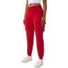 True Religion Buddha Fold Over Cargo Joggers for Women – Fleece Lined, Cozy Streetwear Sweatpants(Trv Red)