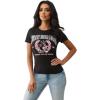 True Religion Crystal Buddha Short Sleeve Crew Tee for Women – Sparkling Women’s Graphic Tee with Iconic Stitching(Jet Black)