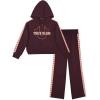 True Religion Girls 2 Piece Fleece Hooded Jogger Set – Zip-Front Hoodie & Sweatpants Outfit(Ruby Taping)