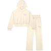 True Religion Girls 2 Piece Fleece Hooded Jogger Set – Zip-Front Hoodie & Sweatpants Outfit(Winter White)