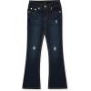 True Religion Girls Fashion Jeans – Premium Designer Denim Pants for Kids, Wide Leg, Cargo, Flare (Sizes 7-14)(Dark Blue Flare)