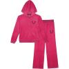 True Religion Girls Hoodie and Sweatpant Set Velour Jogger Sets for Girl Fashion Clothing(Very Berry Pink)