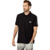 True Religion Mens Damask Short Sleeve Polo(Jet Black)