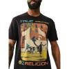 True Religion Men’s Short Sleeve True Court Tee – Casual Graphic Crew Neck T-Shirt(Jet Black)