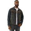 True Religion Men’s Super T Flatlock Trucker Jacket – Contrast Stitch Denim Jacket with Logo(Greenland Dark Wash)