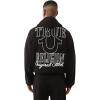 True Religion Rib Stitch Dept Boxy Zip Up for Men | Stylish Full Zip Sweatshirt, Comfortable Fit(Jet Black)